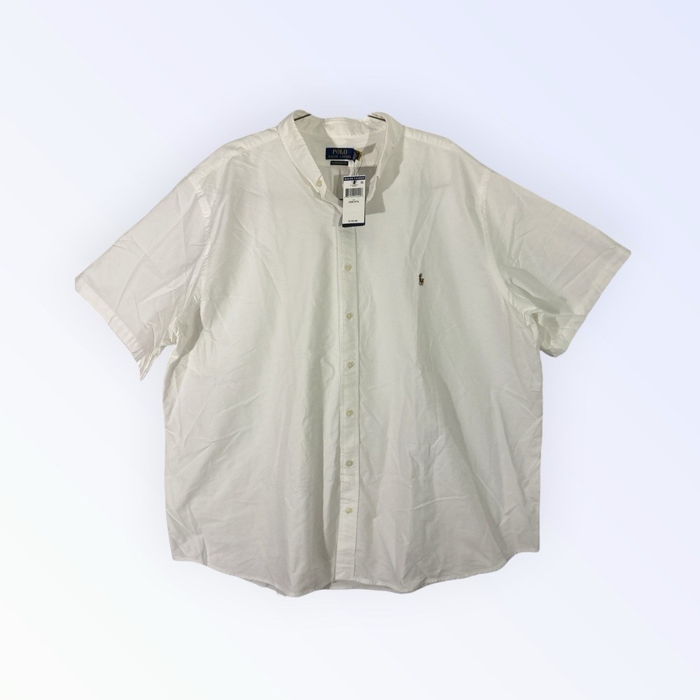 Polo Ralph Lauren Big & Tall Solid Short Sleeve Shirt White 3XB Untucked Fit NEW